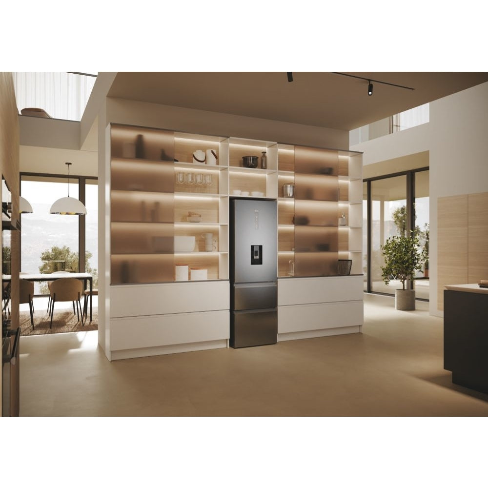 Haier 3D 60 Series 5 HTW5618EWMG Wifi Connected Total No Frost Freestanding Fridge Freezer - Stainless Steel - E Rated