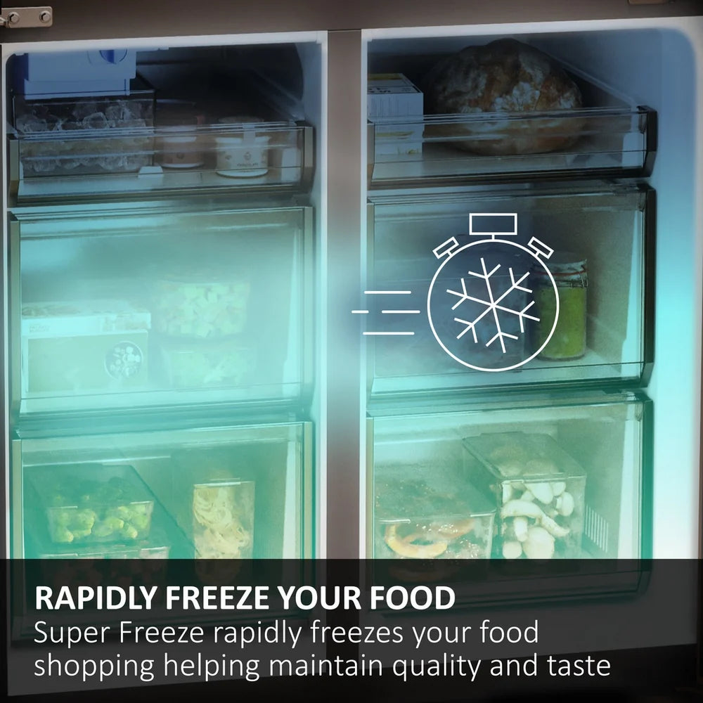 Haier 3D 60 Series 5 HTW5618EWMG Wifi Connected Total No Frost Freestanding Fridge Freezer - Stainless Steel - E Rated