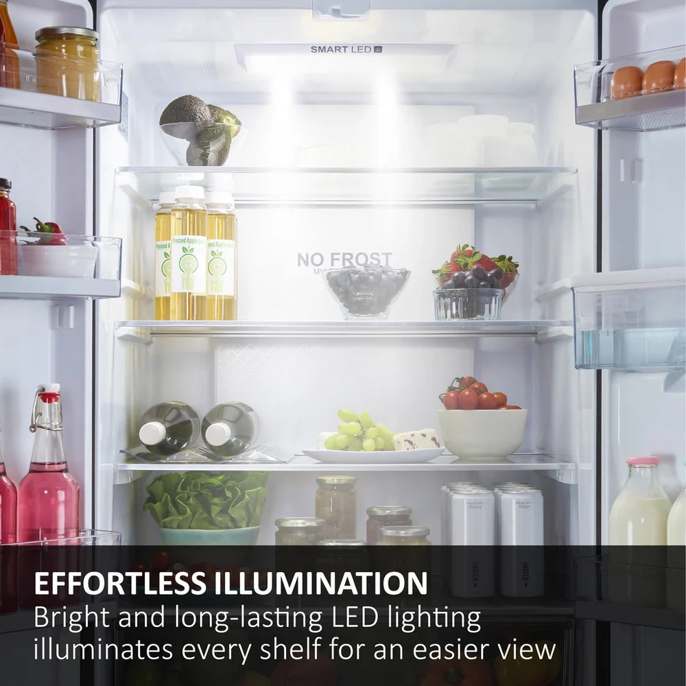 Haier 3D 60 Series 5 HTW5618EWMG Wifi Connected Total No Frost Freestanding Fridge Freezer - Stainless Steel - E Rated