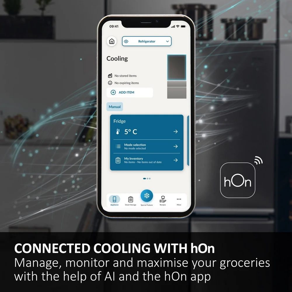 Haier 3D 60 Series 5 HTW5618EWMG Wifi Connected Total No Frost Freestanding Fridge Freezer - Stainless Steel - E Rated