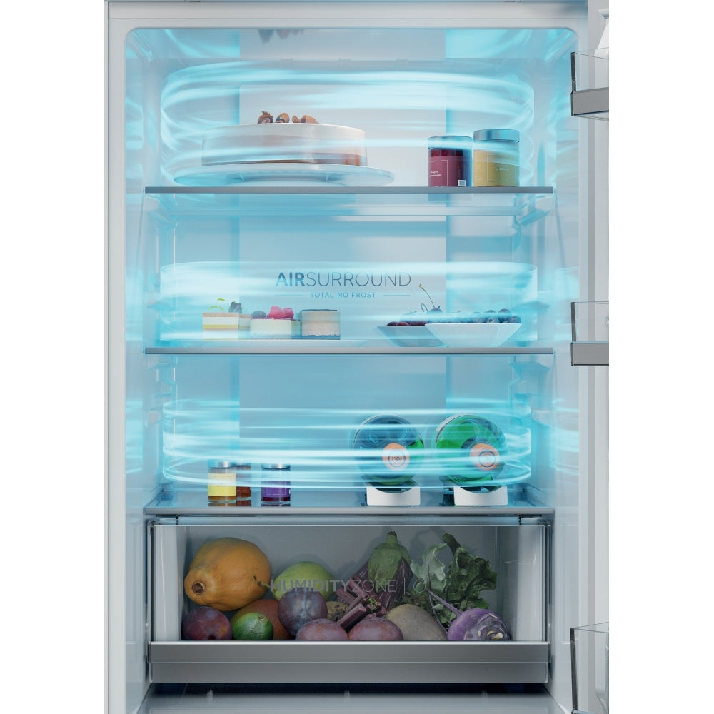 Haier HBQW5518EK-UK 177cm 70/30 Integrated Total No Frost Fridge Freezer with Sliding Door Hinge White - E Rated