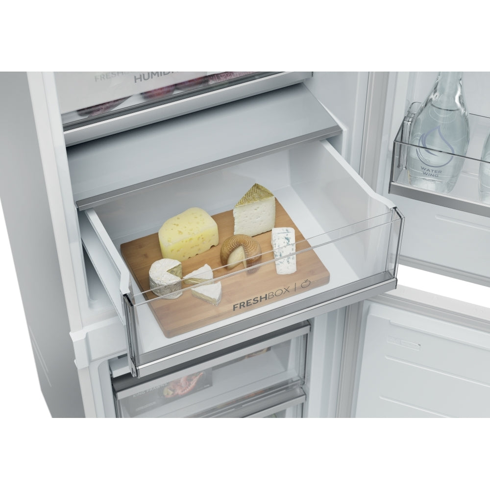 Haier HBQW5518EK-UK 177cm 70/30 Integrated Total No Frost Fridge Freezer with Sliding Door Hinge White - E Rated