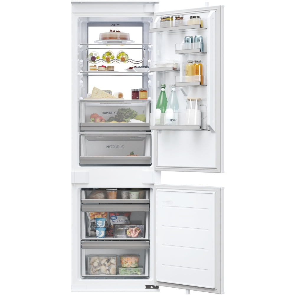 Haier HBW7518CTK 177cm 70/30 Integrated Total No Frost Fridge Freezer with Sliding Door Hinge White - C Rated