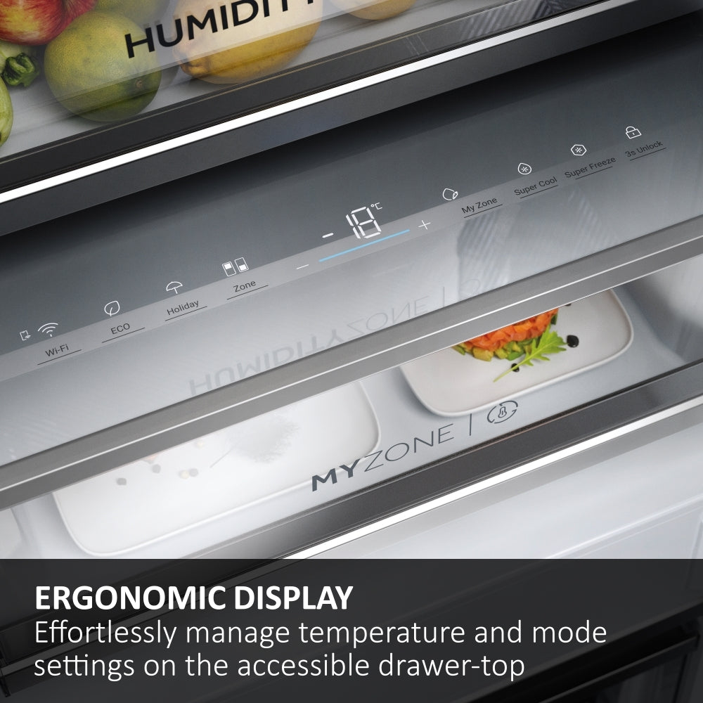 Haier HBW7518CTK 177cm 70/30 Integrated Total No Frost Fridge Freezer with Sliding Door Hinge White - C Rated
