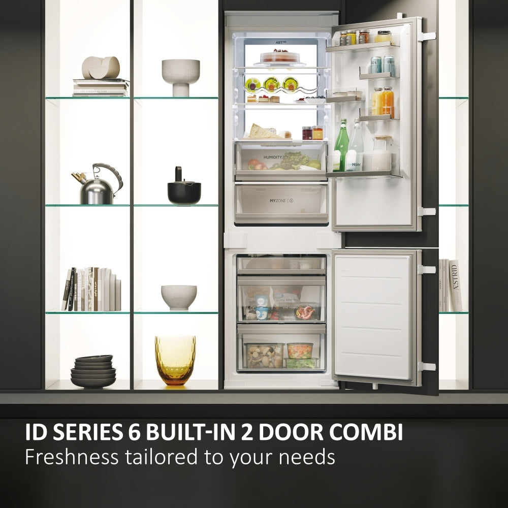 Haier HBW7518CTK 177cm 70/30 Integrated Total No Frost Fridge Freezer with Sliding Door Hinge White - C Rated