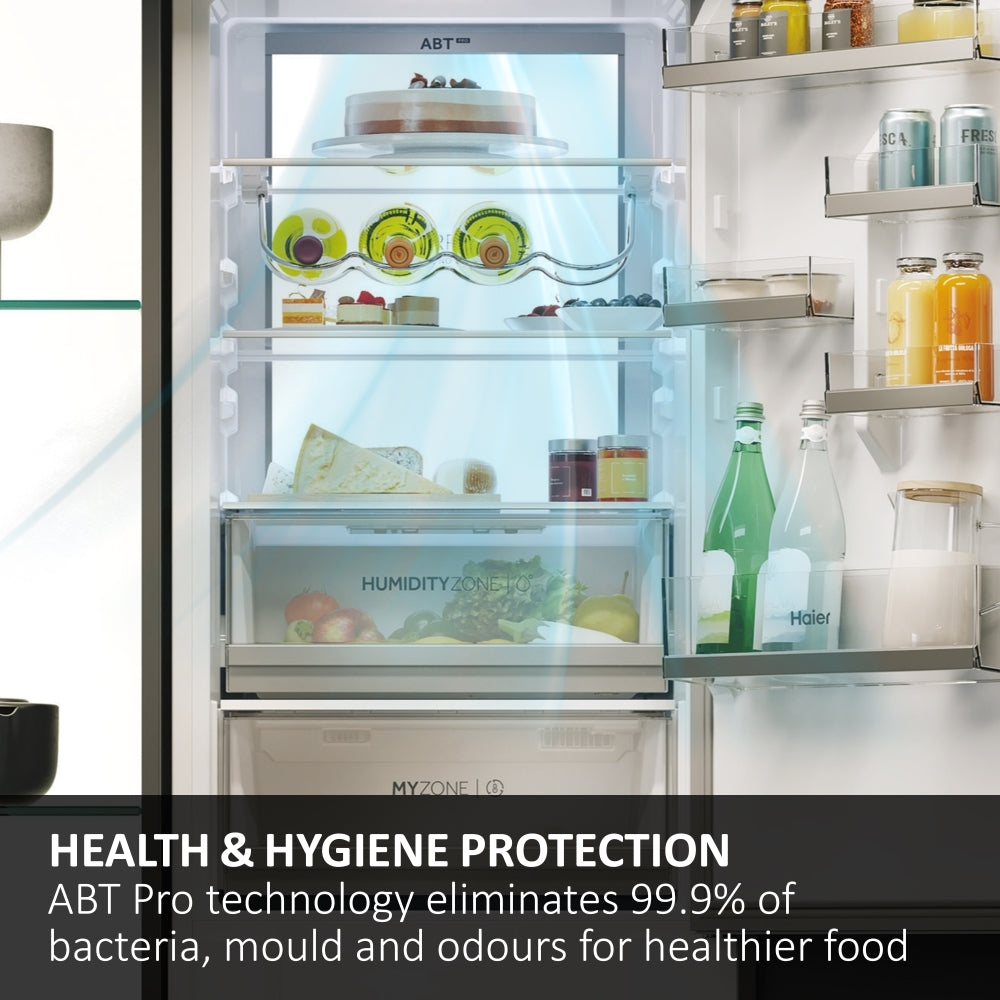 Haier HBW7518CTK 177cm 70/30 Integrated Total No Frost Fridge Freezer with Sliding Door Hinge White - C Rated