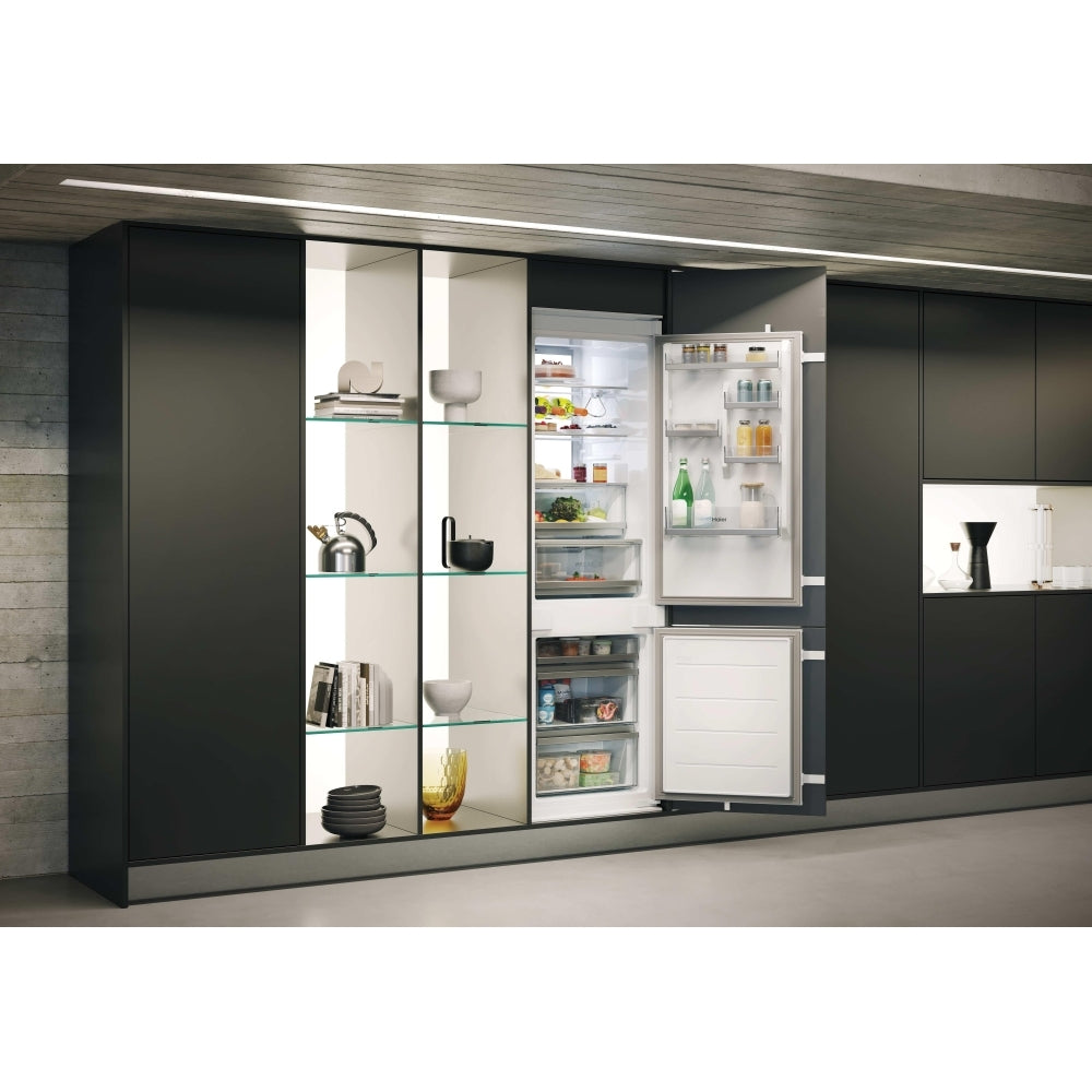 Haier HBW7518CTK 177cm 70/30 Integrated Total No Frost Fridge Freezer with Sliding Door Hinge White - C Rated