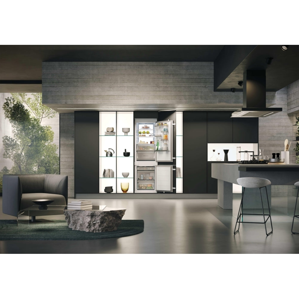 Haier HBW7518CTK 177cm 70/30 Integrated Total No Frost Fridge Freezer with Sliding Door Hinge White - C Rated
