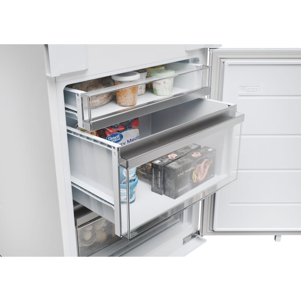 Haier HBW7518CTK 177cm 70/30 Integrated Total No Frost Fridge Freezer with Sliding Door Hinge White - C Rated