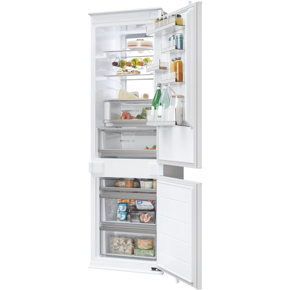Haier HBW7518CTK 177cm 70/30 Integrated Total No Frost Fridge Freezer with Sliding Door Hinge White - C Rated