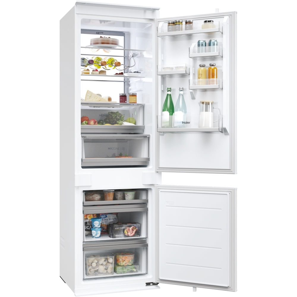 Haier HBW7518CTK 177cm 70/30 Integrated Total No Frost Fridge Freezer with Sliding Door Hinge White - C Rated