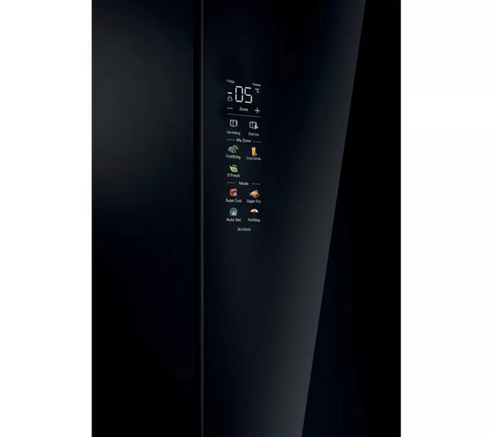 Haier Series 7 HFR79F19DFGB Total No Frost Freestanding American Fridge Freezer Black Glass