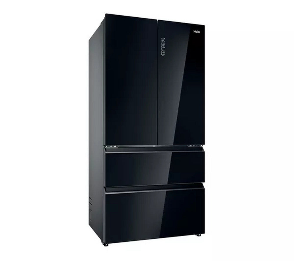 Haier Series 7 HFR79F19DFGB Total No Frost Freestanding American Fridge Freezer Black Glass