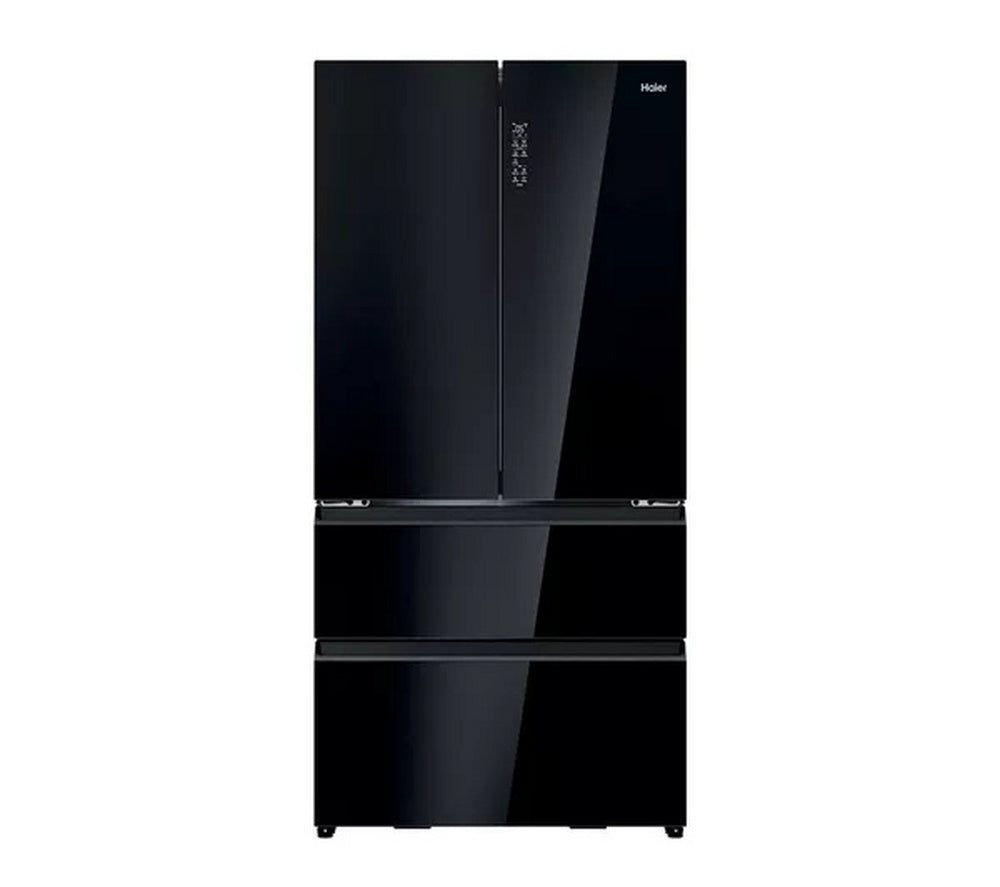 Haier Series 7 HFR79F19DFGB Total No Frost Freestanding American Fridge Freezer Black Glass