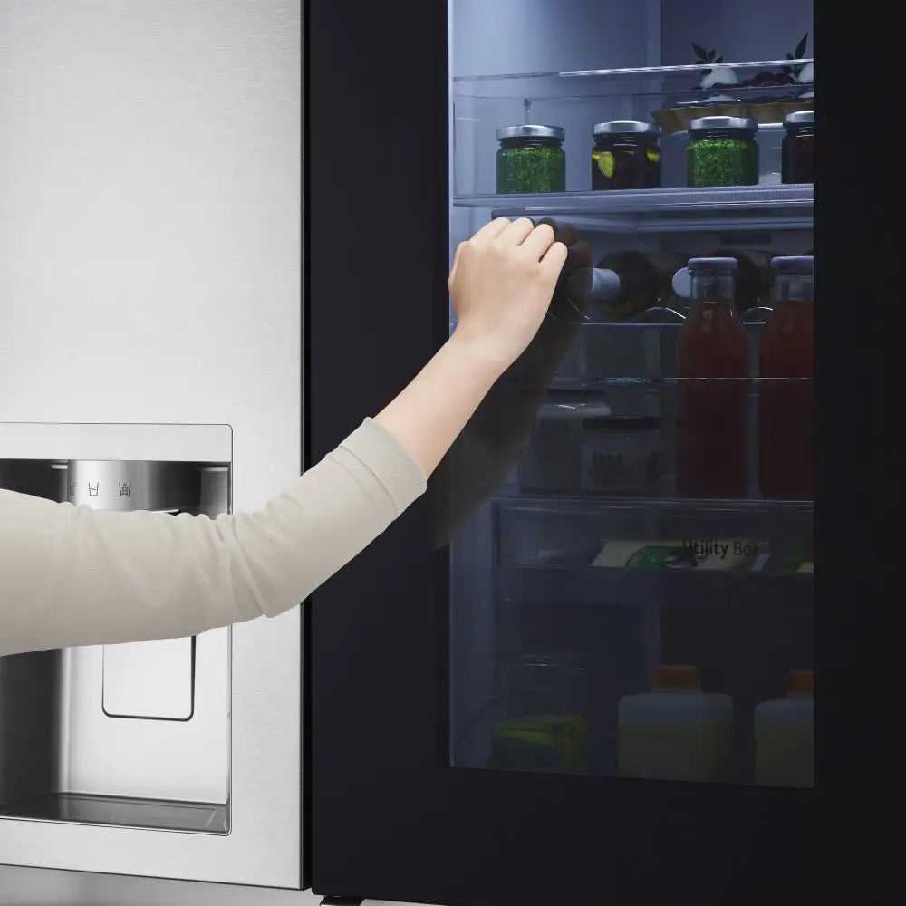 LG GSXE91BSAD 628L InstaView with Ice and Water Non-Plumbed American Fridge Freezer Brushed Steel