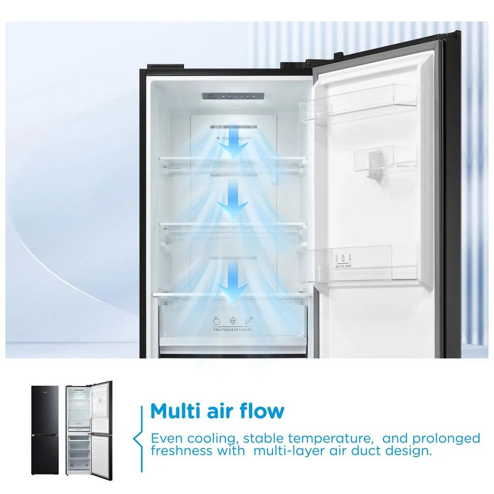 Midea MDRB379FGD30 60/40 Freestanding Total No Frost Fridge Freezer - Black