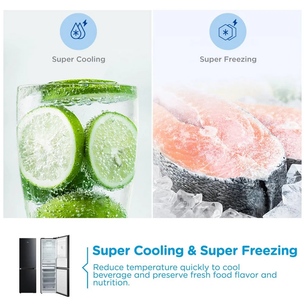 Midea MDRB379FGD30 60/40 Freestanding Total No Frost Fridge Freezer - Black