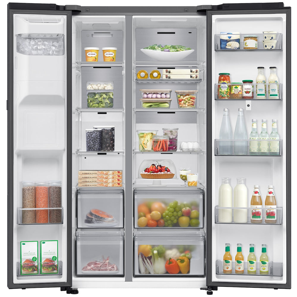 Samsung Bespoke AI RS90F66BEFEU Plumbed American Fridge Freezer with Family Hub Black